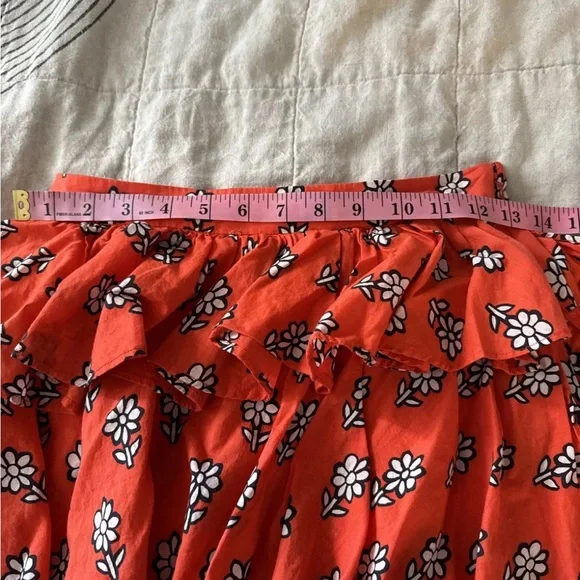 Rhode Romeo Red Tiered Floral Ruffle Skirt Size Small - Picture 4 of 6